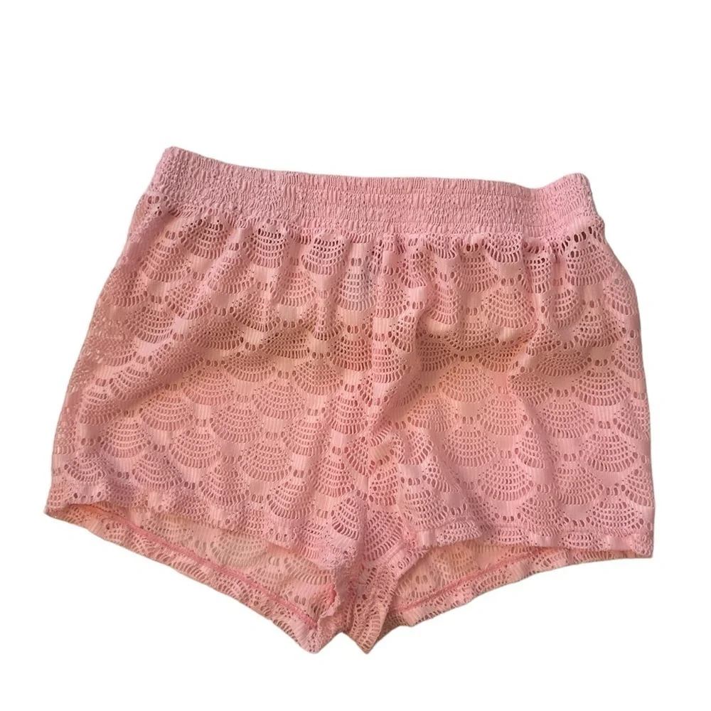 Girls‎ lace beach swim cover up shorts bottoms pink XL 14/16